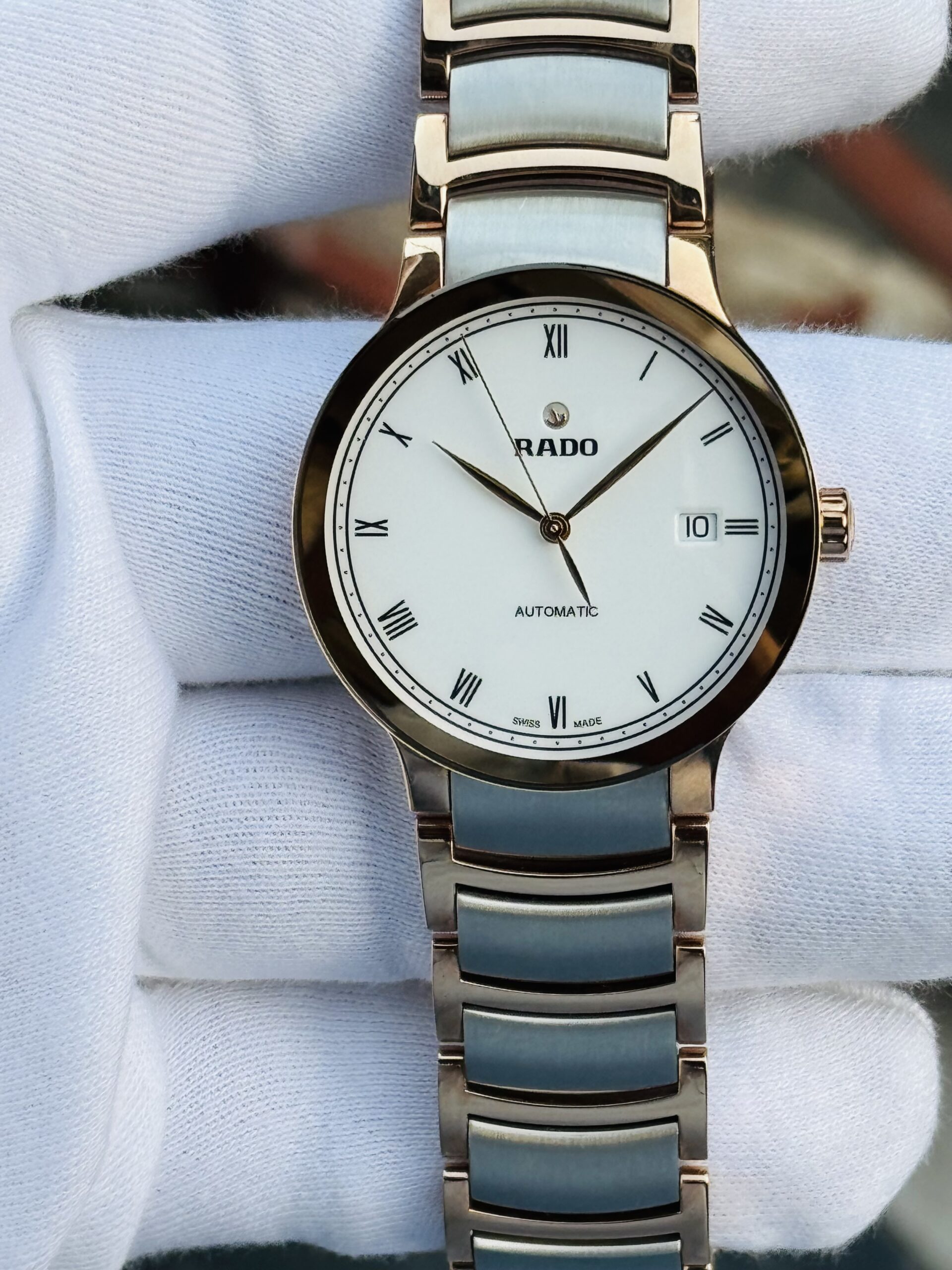 🌟 Rado Centrix Automatic Swiss Made White Dial Two-tone Men’s Watch R30036013. - Image 2