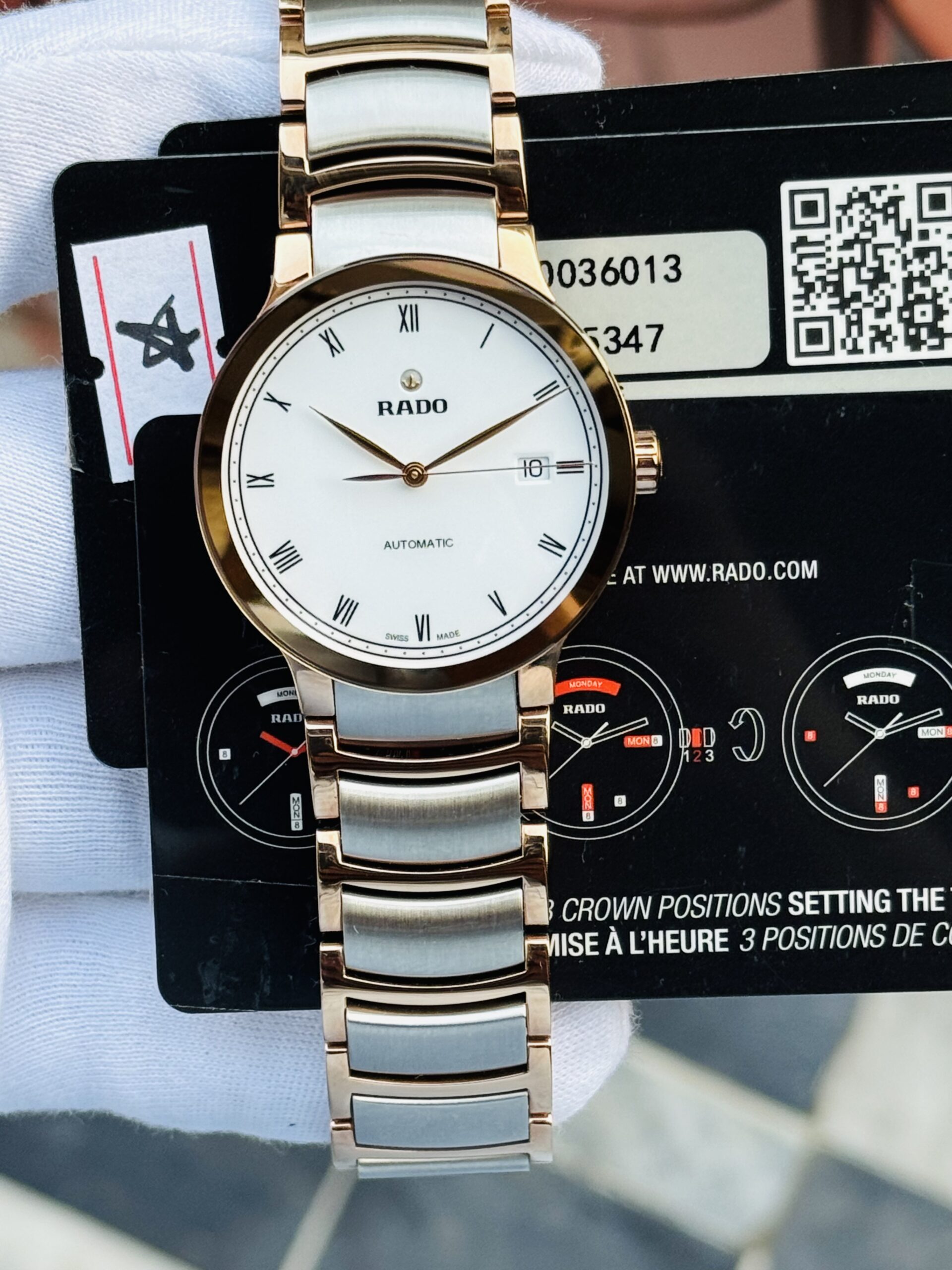 🌟 Rado Centrix Automatic Swiss Made White Dial Two-tone Men’s Watch R30036013. - Image 7