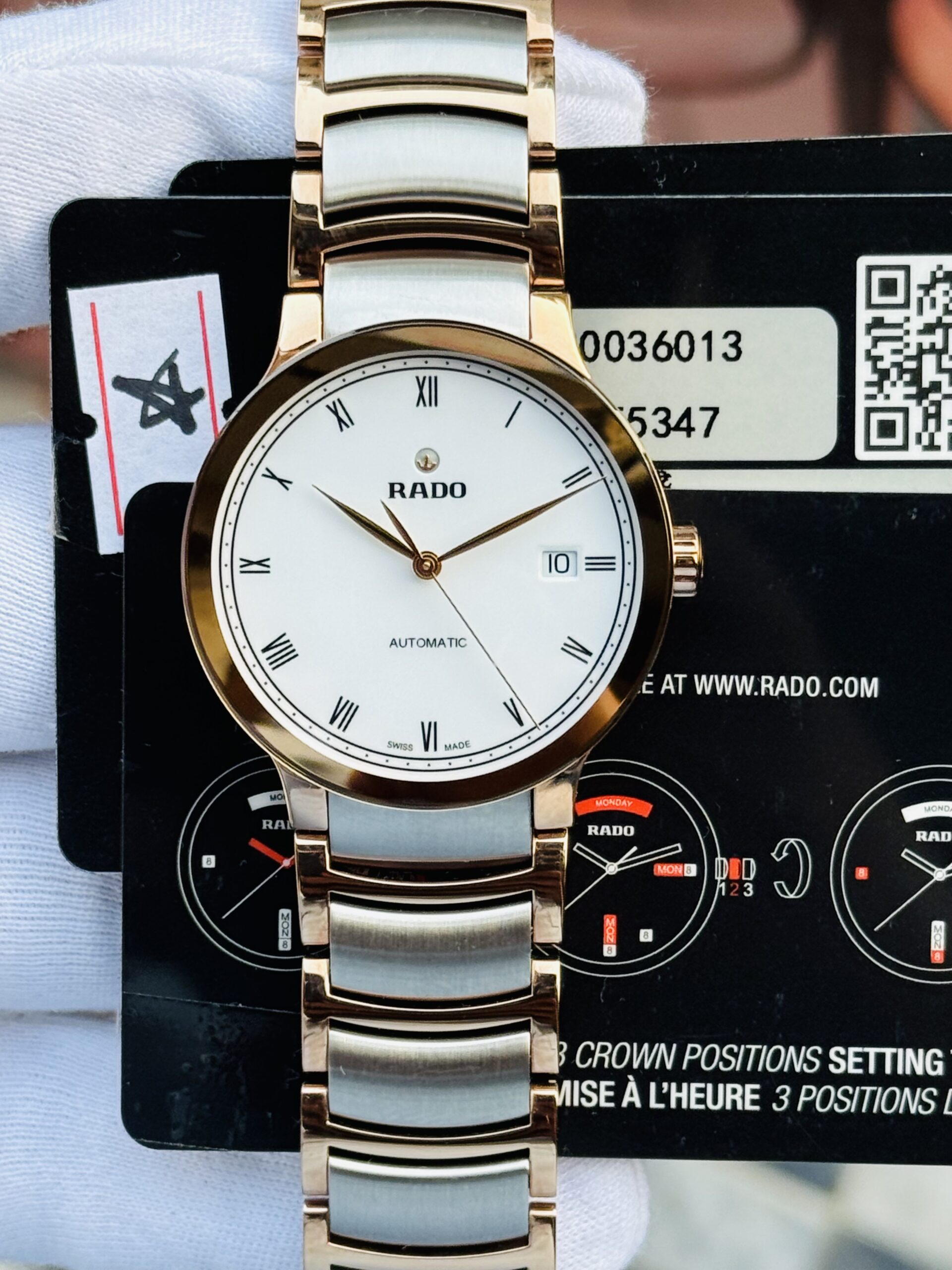 🌟 Rado Centrix Automatic Swiss Made White Dial Two-tone Men’s Watch R30036013. - Image 4
